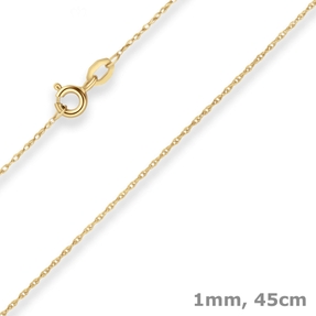 1mm Doppelankerkette Goldkette Collier Halskette aus 375 Gold Gelbgold 45cm