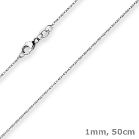 1mm Doppelankerkette Platinkette Collier Halskette aus 950 Platin 50cm