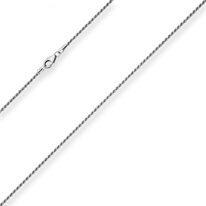 1.5mm Kordelkette massiv aus 925 Silber rhodiniert 80cm