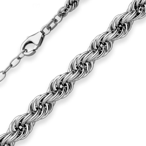 Kordelkette im Verlauf Kette Collier Halskette aus 925 Silber rhodiniert 45cm