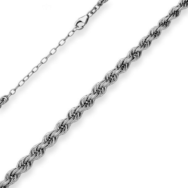 Kordelkette im Verlauf aus 925 Silber rhodiniert 50cm