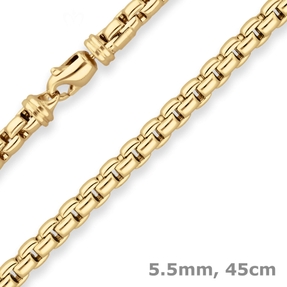 5,5mm Fantasiekette Goldkette Collier Halskette aus 585 Gold Gelbgold 45cm