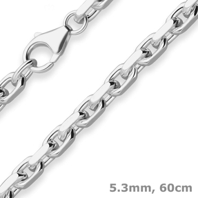 5,3mm Ankerkette diamantiert Silberkette Collier Halskette aus 925 Silber 60cm