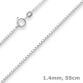 1,4mm Veneziakette Silberkette Collier Halskette aus 925 Silber 55cm