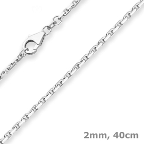 2mm Ankerkette diamantiert Silberkette Collier Halskette aus 925 Silber 40cm