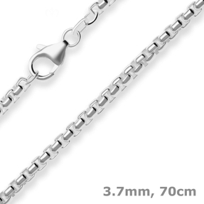 3,7mm Veneziakette rund Silberkette Collier Halskette aus 925 Silber 70cm