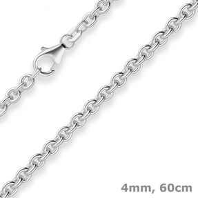 4mm Rund-Ankerkette Silberkette Collier Halskette aus 925 Silber 60cm
