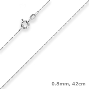 0,8mm Rund-Ankerkette Kette Collier aus 585 Gold Weißgold 42cm mit Zwischenöse
