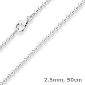 2,5mm Kugelkette Silberkette Collier Halskette aus 925 Silber 50cm