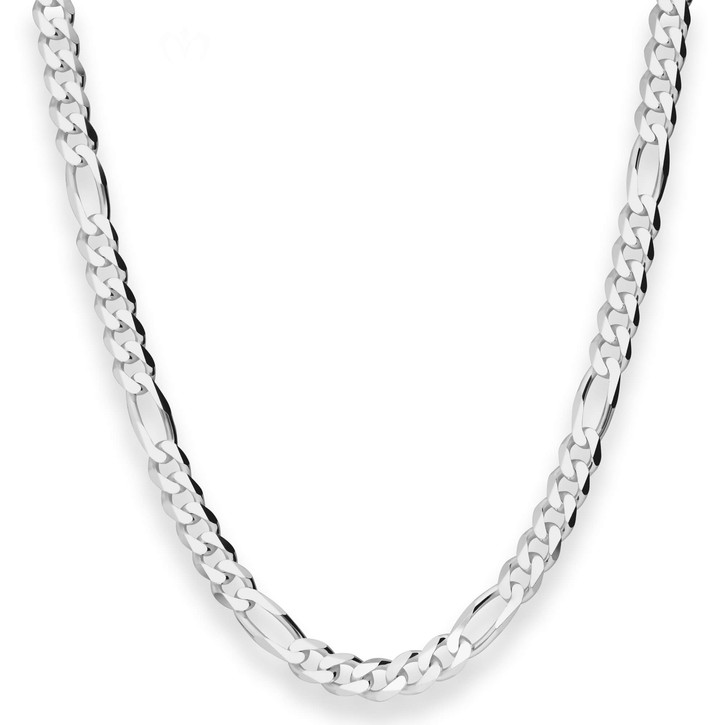 6mm Figarokette diamantiert aus 925 Silber 50cm