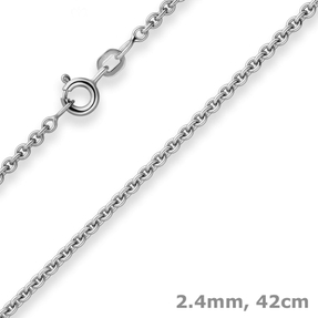 2,4mm Rund-Ankerkette Kette Collier Halskette aus 925 Silber rhodiniert 42cm