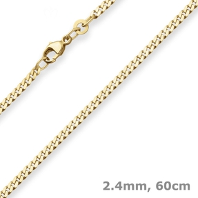 2,4mm Panzerkette Goldkette Collier Halskette aus 585 Gold Gelbgold 60cm