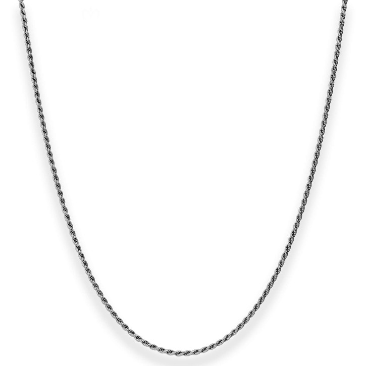 1.5mm Kordelkette massiv aus 925 Silber rhodiniert 55cm