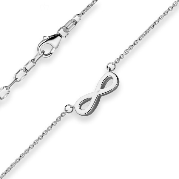 1.3mm Rund-Ankerkette Infinity aus 925 Silber rhodiniert 42cm