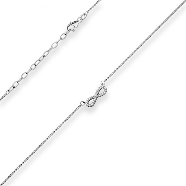 1.3mm Rund-Ankerkette Infinity aus 925 Silber rhodiniert 42cm