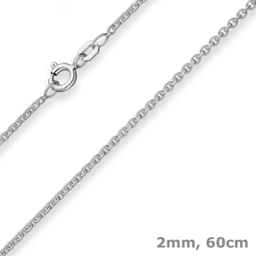 2mm Rund-Ankerkette Silberkette Collier Halskette aus 925 Silber rhodiniert 60cm