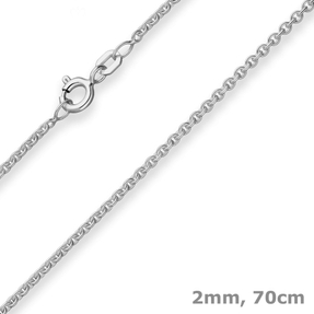 2mm Rund-Ankerkette Silberkette Collier Halskette aus 925 Silber rhodiniert 70cm