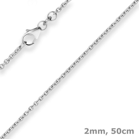 2mm Rund-Ankerkette Silberkette Collier Halskette aus 925 Silber rhodiniert 50cm
