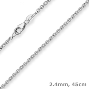 2,4mm Rund-Ankerkette Kette Collier Halskette aus 925 Silber rhodiniert 45cm