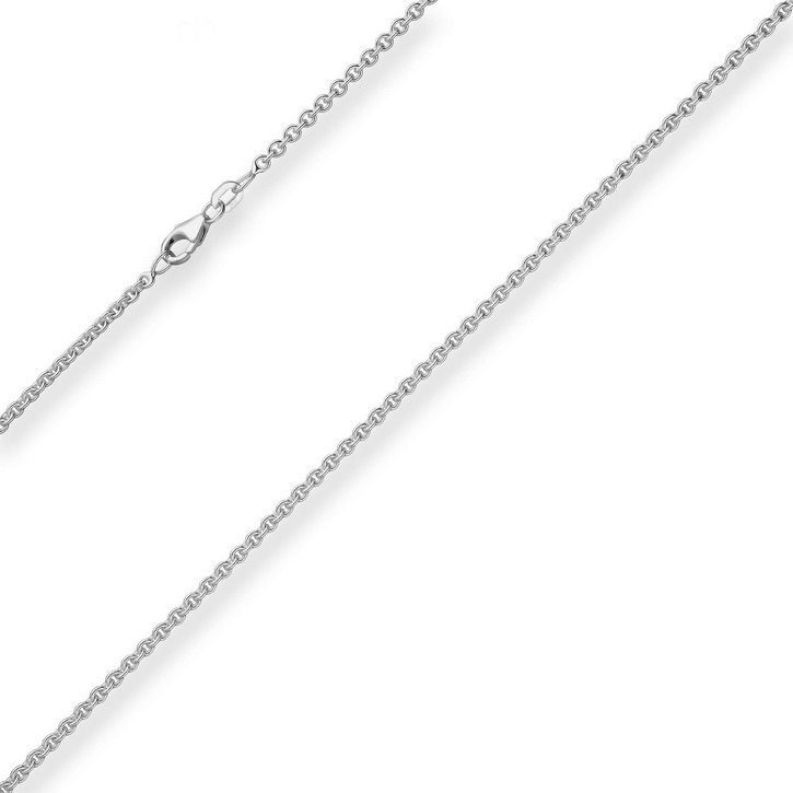 2.4mm Rund-Ankerkette aus 925 Silber rhodiniert 80cm
