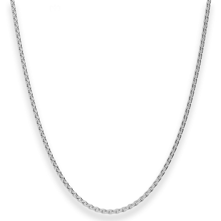 2.4mm Rund-Ankerkette aus 925 Silber rhodiniert 80cm