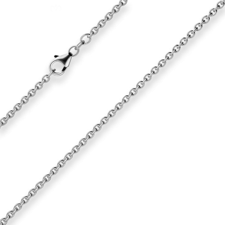 2.8mm Rund-Ankerkette aus 925 Silber rhodiniert 80cm