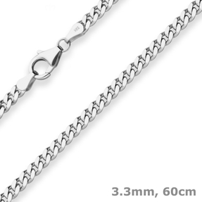 3,3mm Panzerkette Silberkette Collier Halskette aus 925 Silber 60cm
