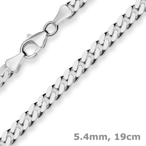 5,4mm Armband Panzerkette Armschmuck aus 925 Silber rhodiniert 19cm