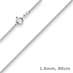 1,6mm Panzerkette Silberkette Collier Halskette aus 925 Silber rhodiniert 80cm