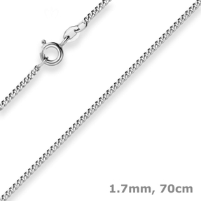 1,7mm Panzerkette Silberkette Collier Halskette aus 925 Silber rhodiniert 70cm