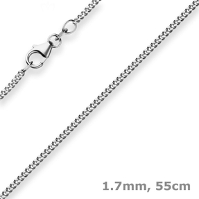 1,7mm Panzerkette Silberkette Collier Halskette aus 925 Silber rhodiniert 55cm