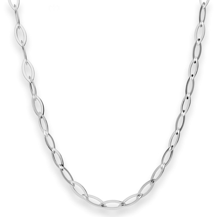 5.2mm Ankerkette weit Spitzoval aus 925 Silber rhodiniert 45cm