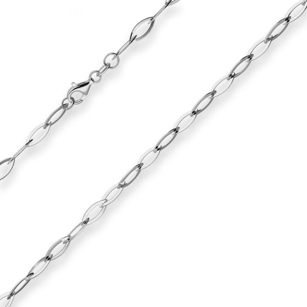 5.2mm Ankerkette weit Spitzoval aus 925 Silber rhodiniert 45cm
