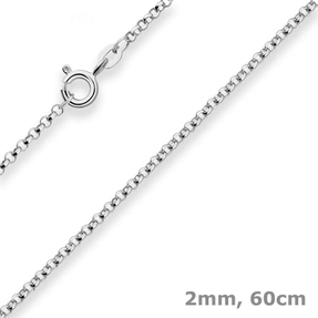 2mm Erbskette Silberkette Collier Halskette aus 925 Silber rhodiniert 60cm