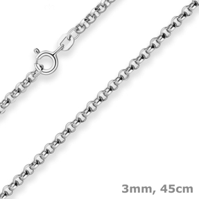 3mm Erbskette Silberkette Collier Halskette aus 925 Silber 45cm