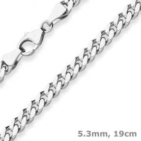 5,3mm Armband Panzerkette oval diamantiert Armschmuck aus 925 Silber 19cm