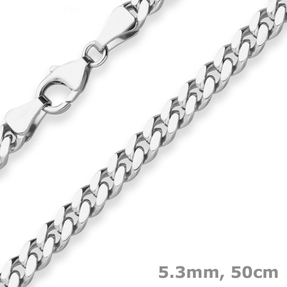 5,3mm Panzerkette oval diamantiert Kette Collier Halskette aus 925 Silber 50cm