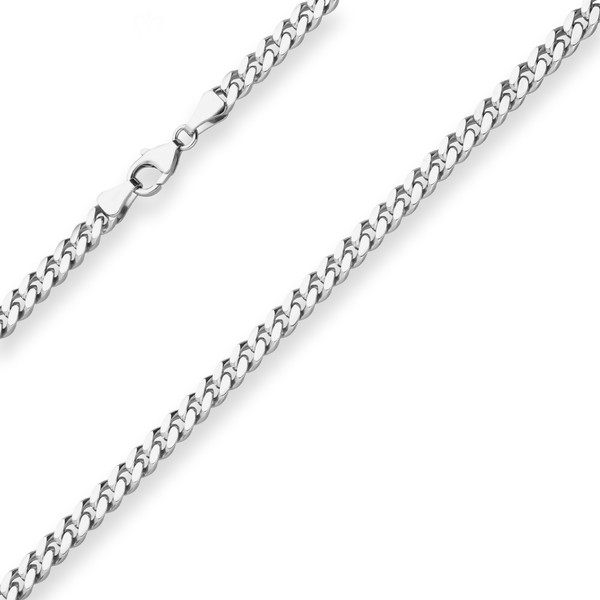 5.3mm Panzerkette oval diamantiert aus 925 Silber 50cm