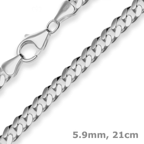 5,9mm Armband Panzerkette oval diamantiert aus 925 Silber rhodiniert 21cm