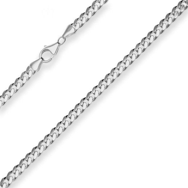 5.9mm Panzerkette oval diamantiert 925 Silber rhodiniert 55cm