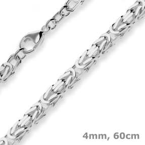 4mm Königskette Silberkette Collier Halskette aus 925 Silber rhodiniert 60cm