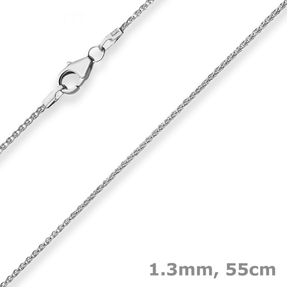 1,3mm Zopfkette Silberkette Collier Halskette aus 925 Silber rhodiniert 55cm 1,3mm Zopfkette Silberkette Collier Halskette aus 925 Silber rhodiniert 55cm
