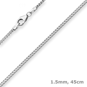 1,5mm Bingokette Silberkette Collier Halskette aus 925 Silber rhodiniert 45cm