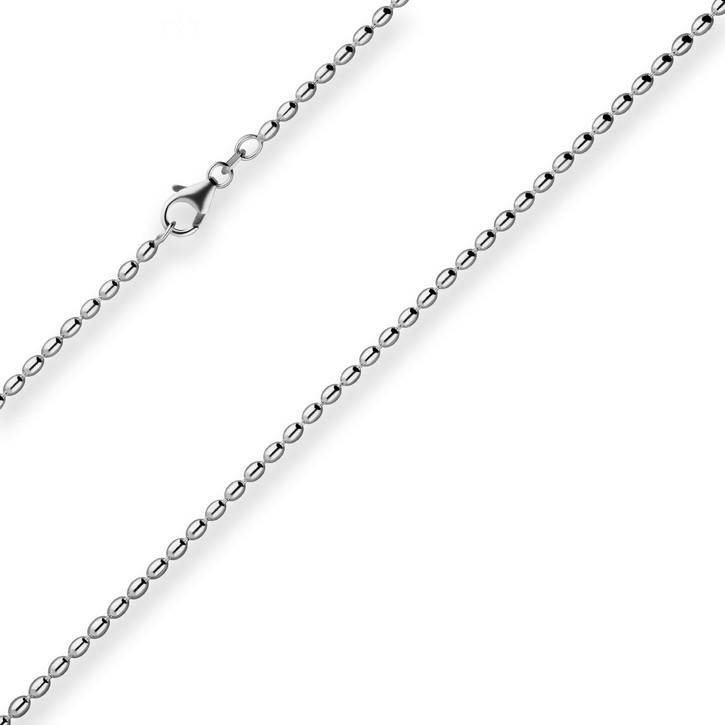 2.3mm Oliven-Kette aus 925 Silber rhodiniert 50cm