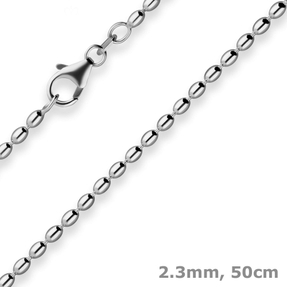 2,3mm Oliven-Kette Silberkette Collier Halskette aus 925 Silber rhodiniert 50cm