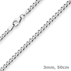 3mm Panzerkette Silberkette Collier Halskette aus 925 Silber 50cm