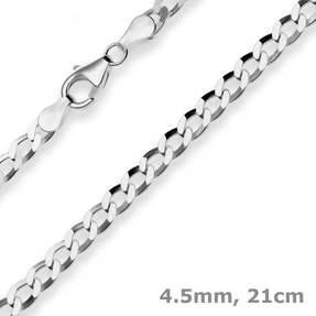 4,5mm Armband Panzerkette Armschmuck aus 925 Silber rhodiniert 21cm