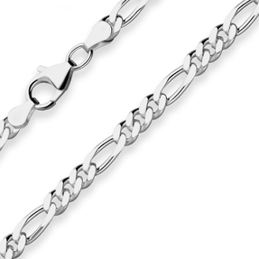 4,6mm Armband Figarokette diamantiert Armschmuck aus 925 Silber rhodiniert 21cm