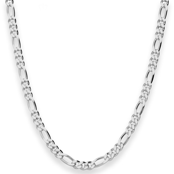 4.6mm Figarokette diamantiert aus 925 Silber rhodiniert 60cm