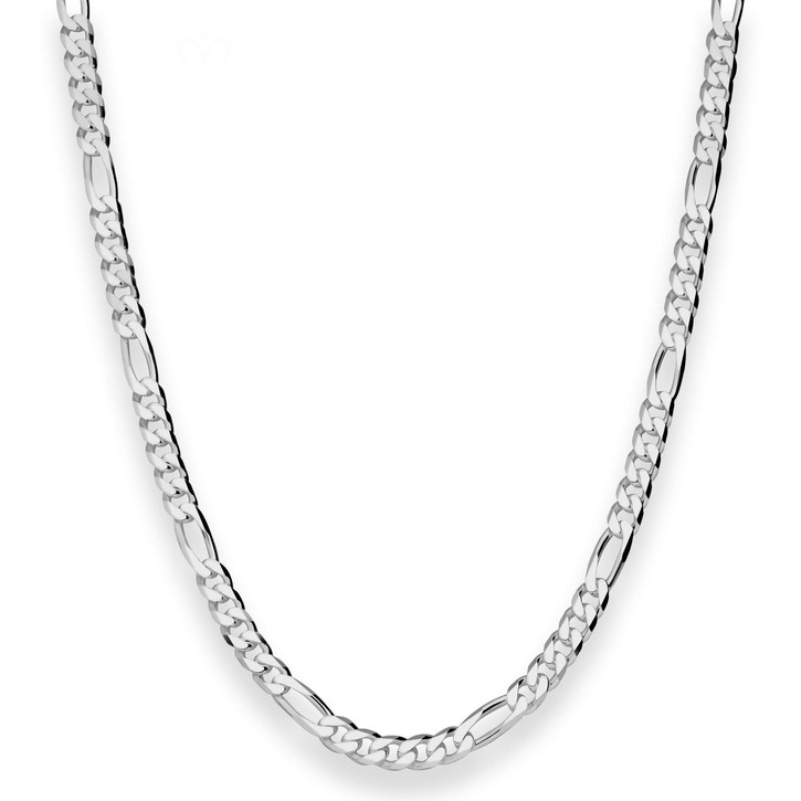 4.3mm Figarokette diamantiert aus 925 Silber rhodiniert 60cm